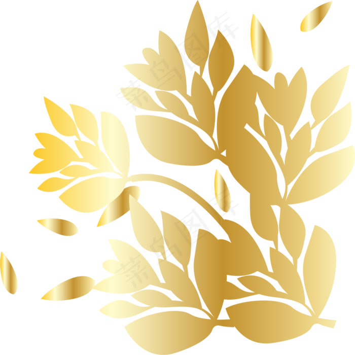 烫金风格矢量装饰叶片