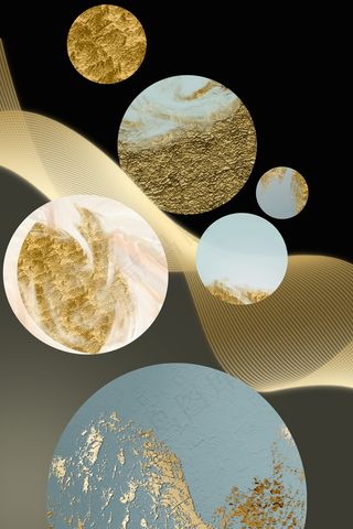 珐琅金箔 玉石黑色 金色 黄色中国风装饰画