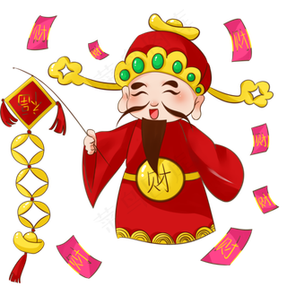 新年2019年财神送财发财福气到,免抠元素