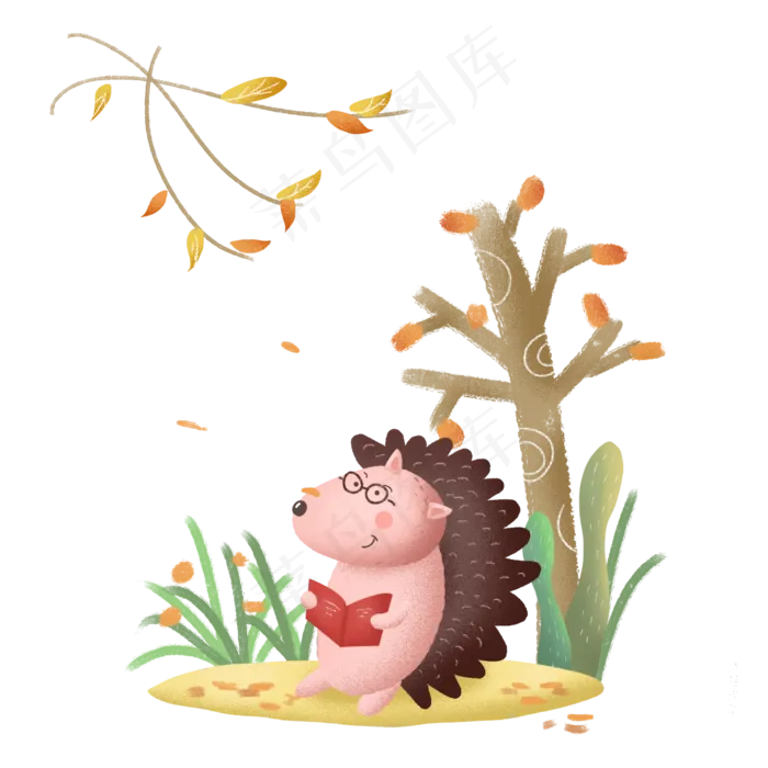 秋天秋日动物刺猬秋景植物,免抠元素(2362X2362(DPI:300))psd模版下载