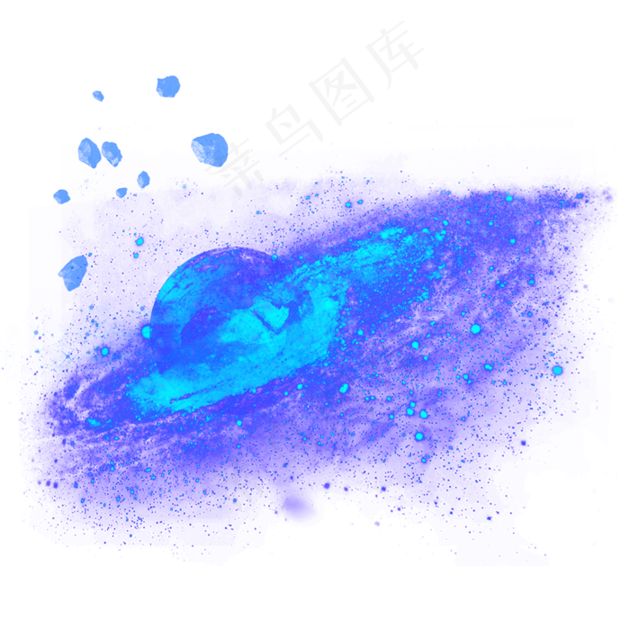 创意蓝色岩石星际,免抠元素