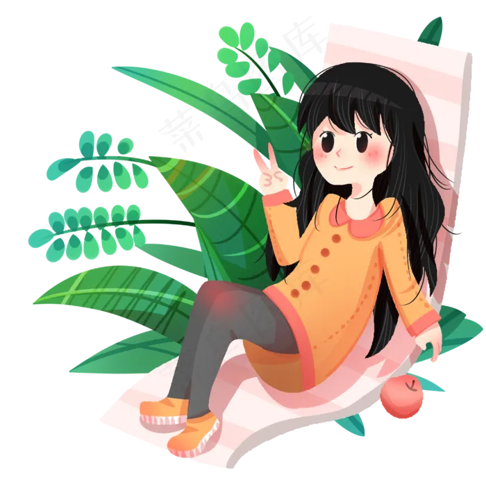春分漂亮的小女孩,免抠元素(3000X3000(DPI:299))psd模版下载