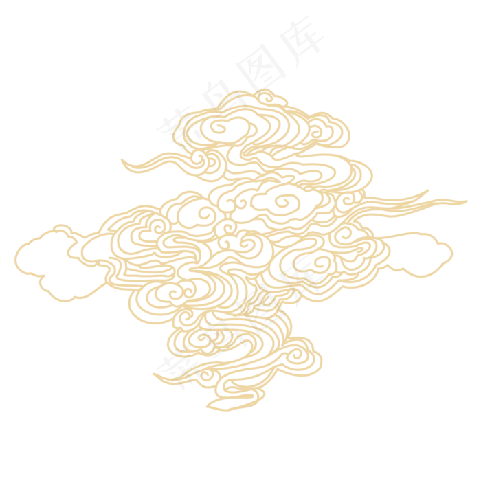手绘金色祥云免抠下载(1654*1654px 300 dpi )ai矢量模版下载