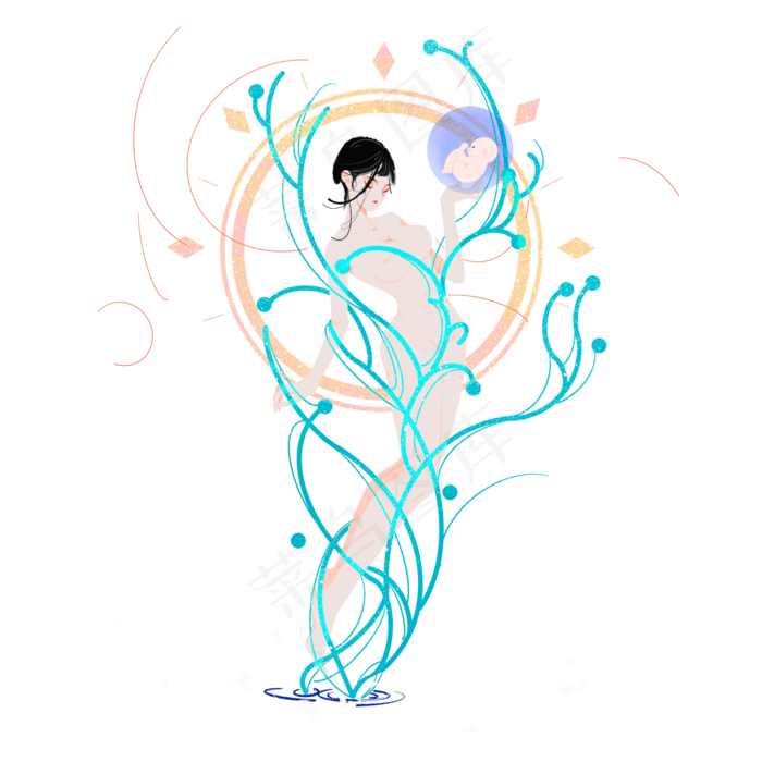 中国风神话女娲造人