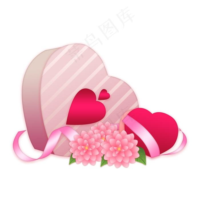 女神节38粉色礼盒手绘,免抠元素