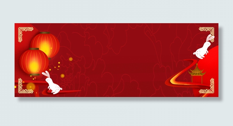古典中国风喜庆白兔中秋佳节banner