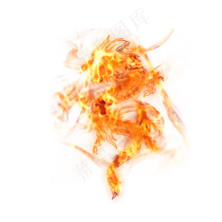 水墨动物火焰中国龙传统风水墨风,免抠元素