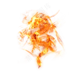 水墨动物火焰中国龙传统风水墨风,免抠元素