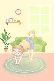 可爱猫咪伸懒腰春困