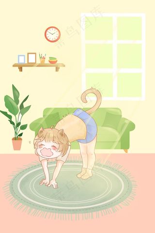 可爱猫咪伸懒腰春困