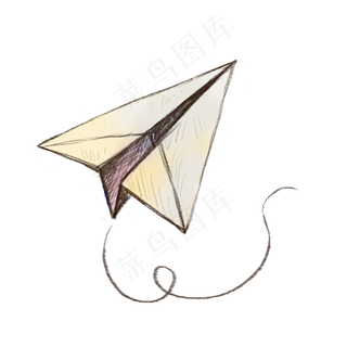创意铅笔手绘纸飞机PNG免抠素材
