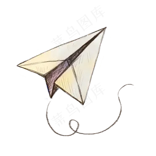 创意铅笔手绘纸飞机PNG免抠素材