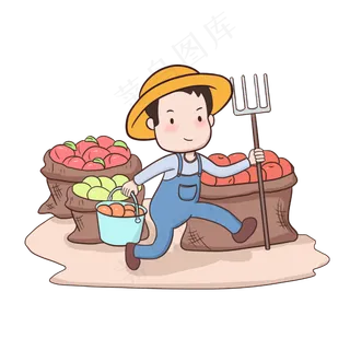 丰收卡通手绘人物