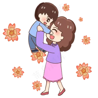 慈祥的妈妈抱着儿子