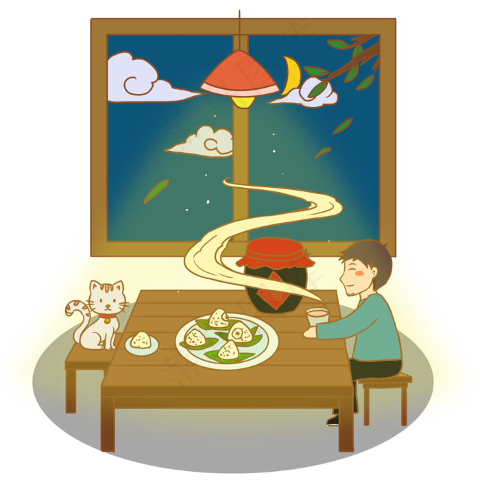 端午节黄色吃粽子(2000X2000(DPI:300))psd模版下载