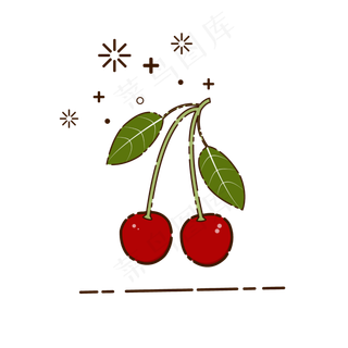 手绘矢量MBE风格水果樱桃