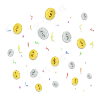金融理财金币钱币银币漂浮元素,免抠元素