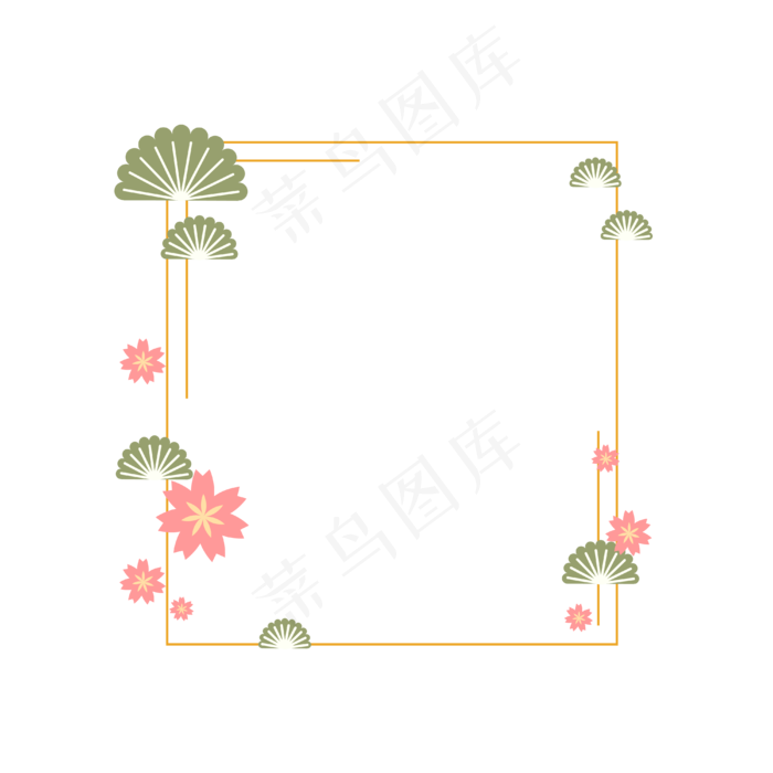 日式樱花可爱少女风装饰边框,免抠元素