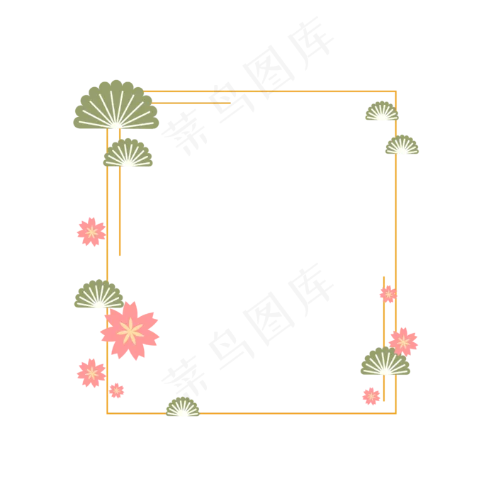 日式樱花可爱少女风装饰边框,免抠元素