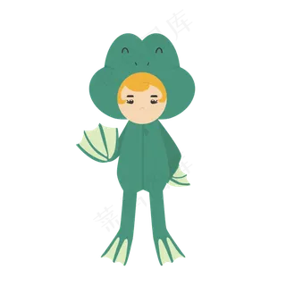 儿童节青蛙服饰矢量素材
