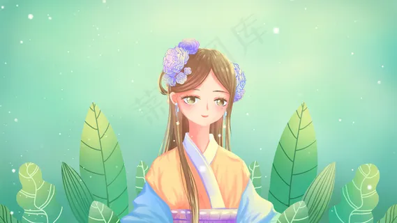 绿色唯美卡通小清新治愈夏季小暑节气配图
