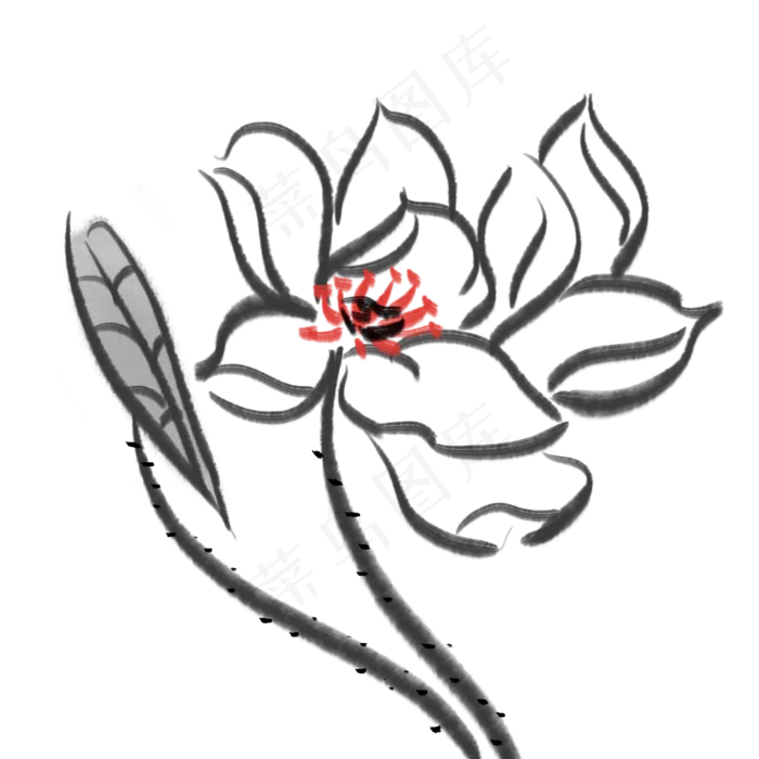 古风水墨荷花(2000X2000(DPI:300))psd模版下载