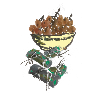 端午节粽子水墨风手绘