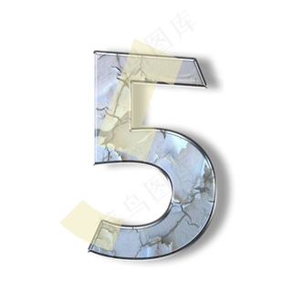 破旧裂纹墙壁PSD数字5