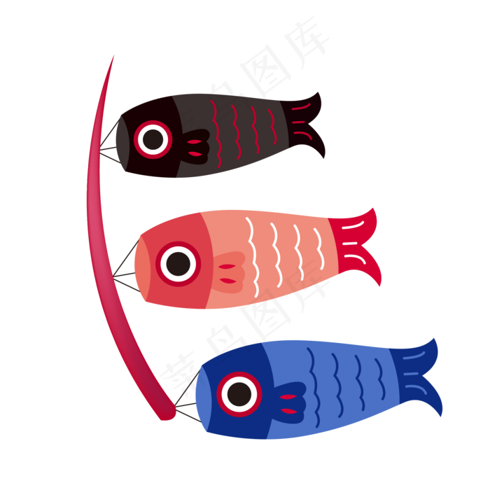 日式卡通风筝插画,免抠元素