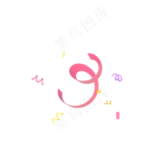 C4D立体电商彩带漂浮素材,免抠元素