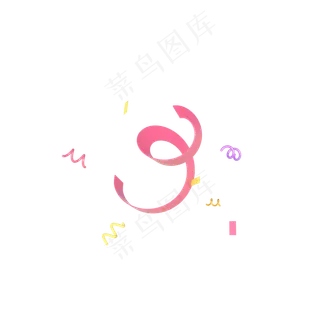 C4D立体电商彩带漂浮素材,免抠元素