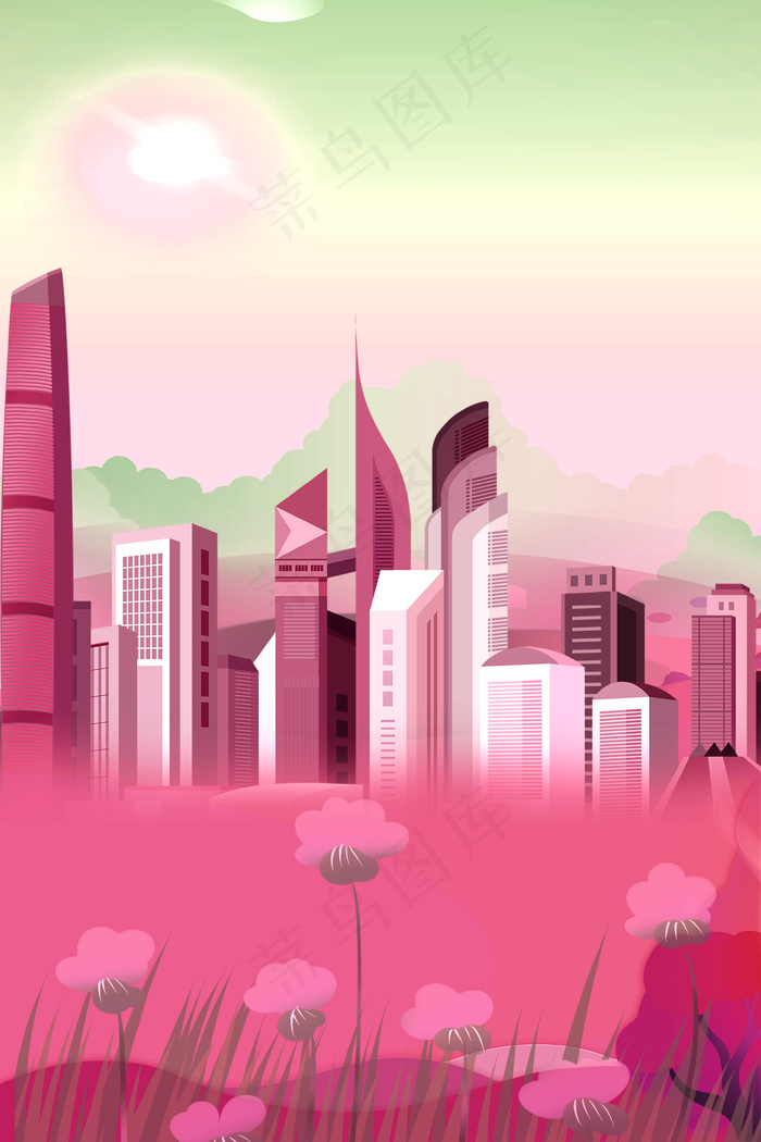 简约城市卡通背景边框