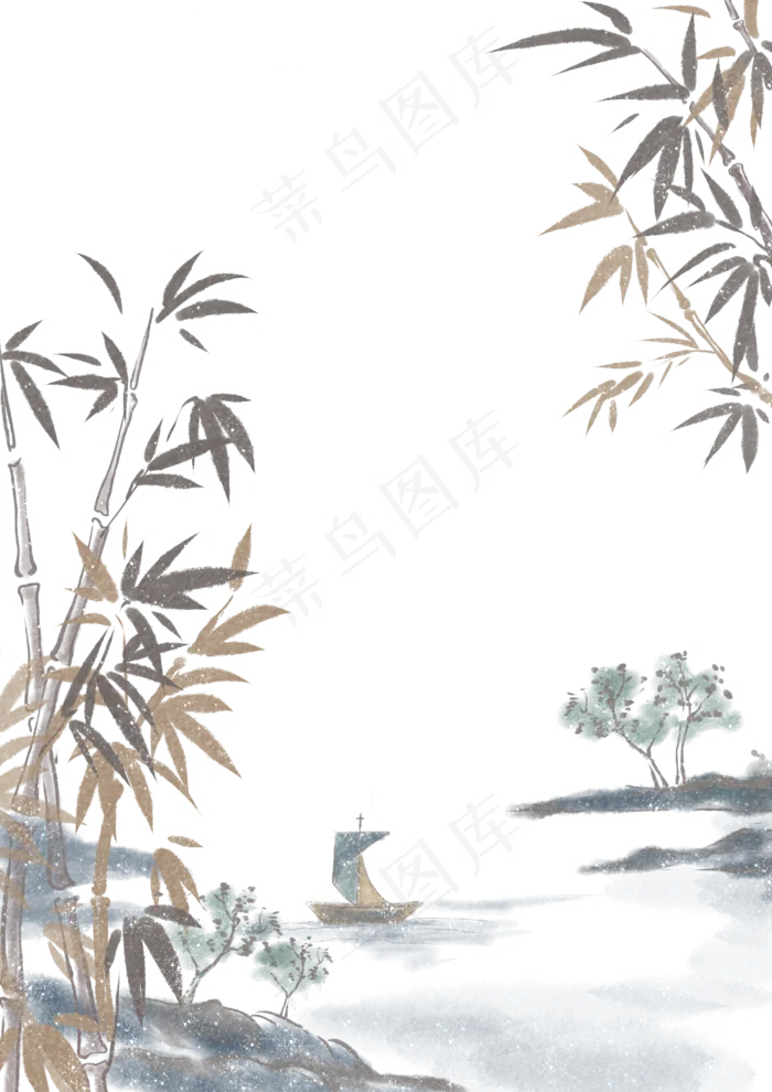 水墨竹子边框(2480X3508(DPI:299))psd模版下载