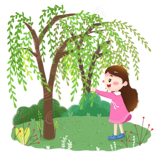 卡通清明节踏春旅行