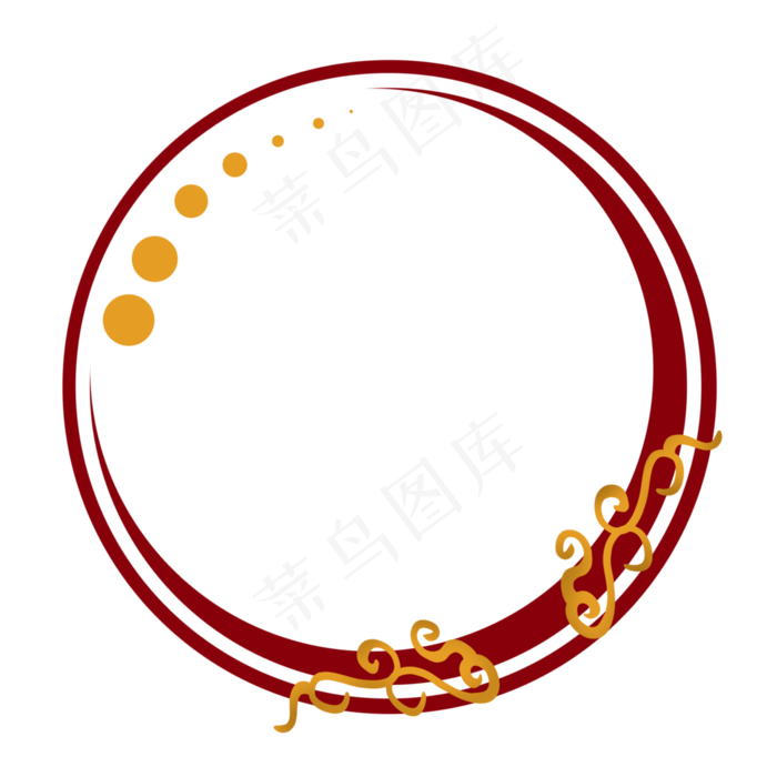 红色中国风祥云贴花边框,免抠元素