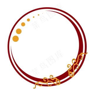 红色中国风祥云贴花边框,免抠元素