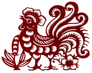 新年春节剪纸十二生肖之鸡,免抠元素