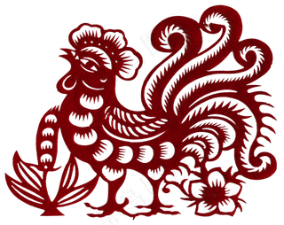 新年春节剪纸十二生肖之鸡,免抠元素