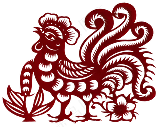 新年春节剪纸十二生肖之鸡,免抠元素