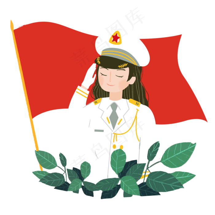八一建军节海军女军人png素材(2000X2000(DPI:300))psd模版下载
