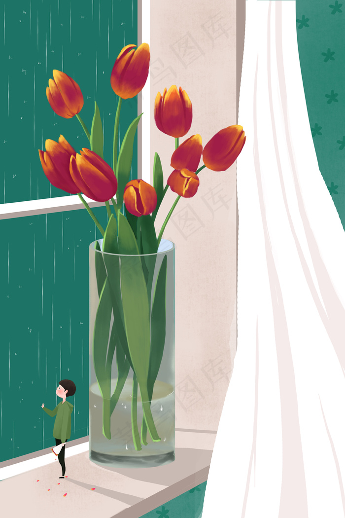 谷雨春天正好花开(3545X5315(DPI:72))psd模版下载
