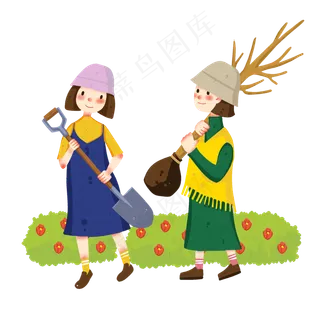 植树节植树的小女孩