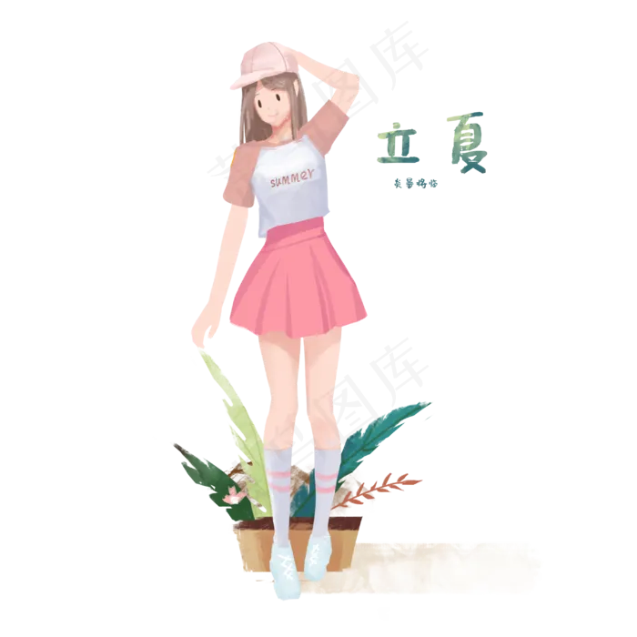 立夏盆栽女孩(3000X3000(DPI:300))psd模版下载