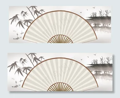 油墨山水折扇古风banner 油墨山水折扇古风banner