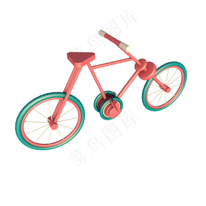 C4D立体彩色脚踏自行车-2,免抠元素(2000*2000px 300 dpi )