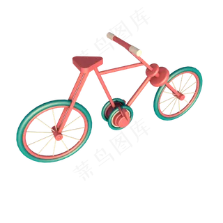 C4D立体彩色脚踏自行车-2,免抠元素