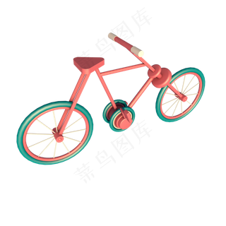 C4D立体彩色脚踏自行车-2,免抠元素