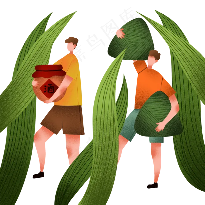 拿着粽子的小男孩(2000X2000(DPI:300))psd模版下载