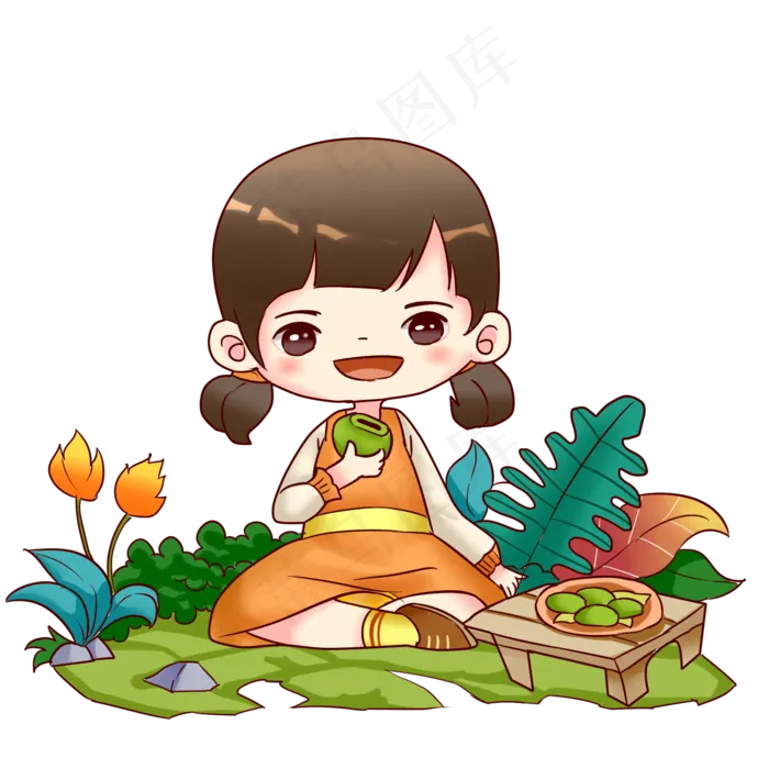 清明节吃青团女孩