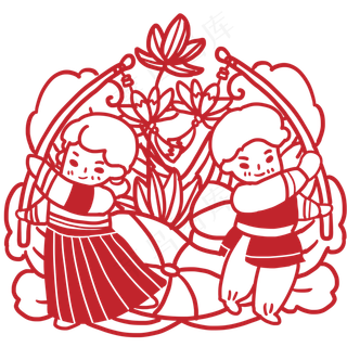 浪花莲花莲花灯剪纸